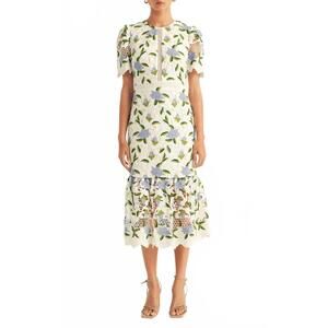 NEW AROSE STUDIO bella cocktail midi dress in white floral